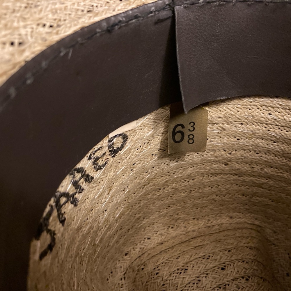 Stevens Western Beige Straw Cowboy Hat Brown Band. Name written on inside - Picture 4 of 4